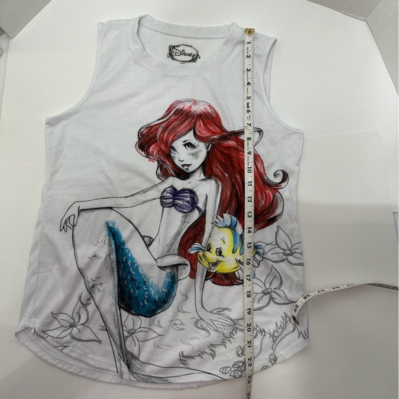 Disney The Little Mermaid White Ariel Sketch Drawn Artsy Tank Top Size Small - Picture 10 of 12